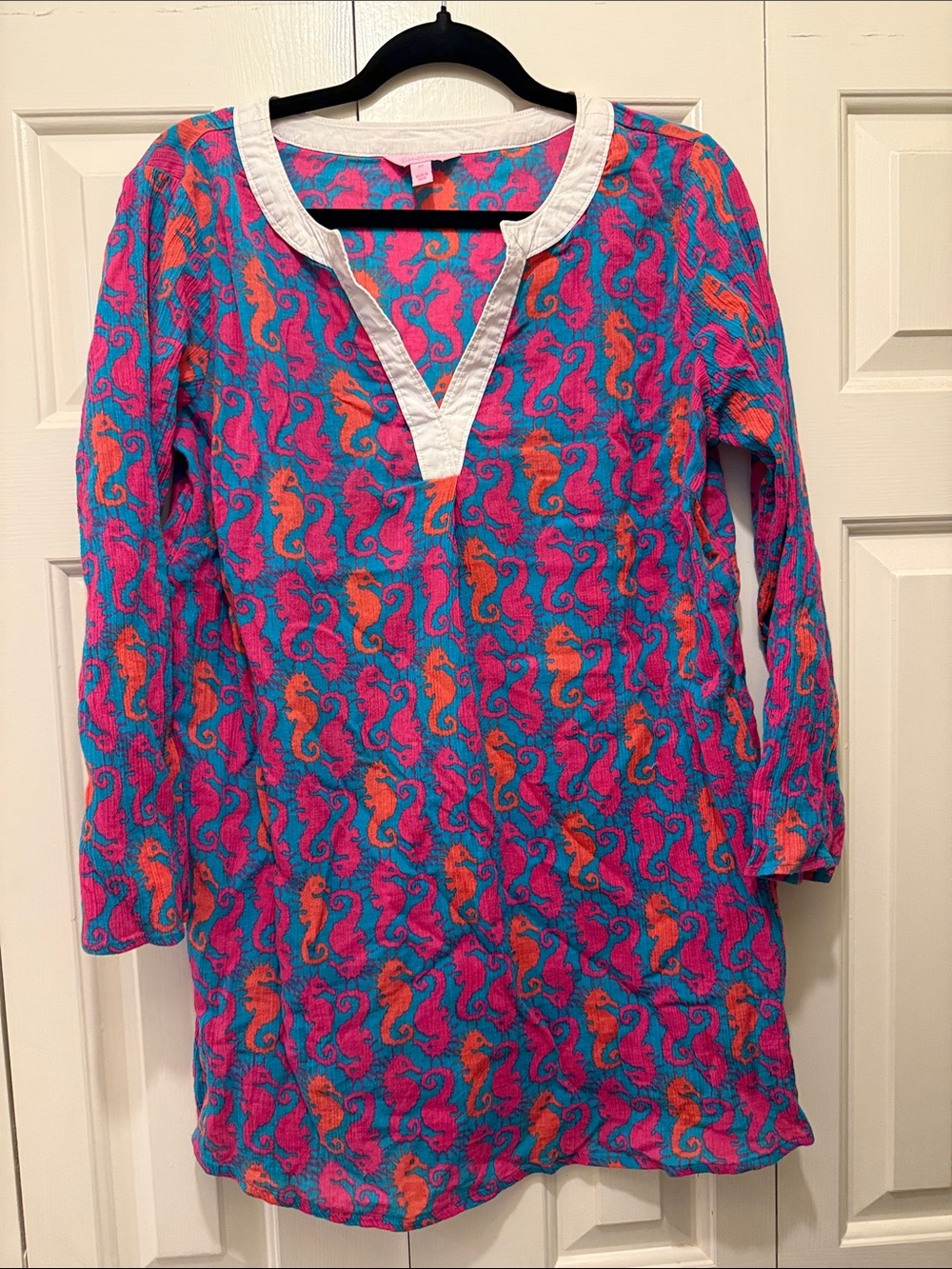 Lilly Pulitzer Pink & Turquoise Seahorse Tunic